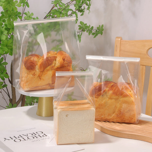 50pcs Resealable Clear Bread Toast Bags Airtight Food Storage Pouches Bakery