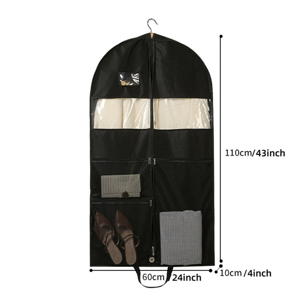 Gusseted Suit Cover Hanging Clothing Cover with 3 Large Mesh Shoe Pockets