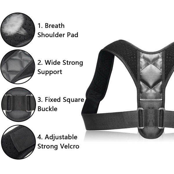 Posture Corrector Adjustable Back Shoulder Belt Support Body Brace Back Unisex