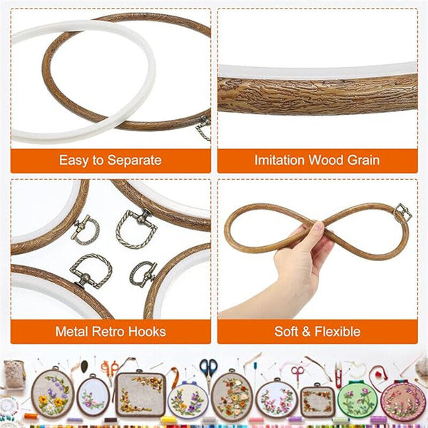 10PCS Embroidery Hoop Vintage Style Flexi Hoop Hand Embroidery Display Frame NEW