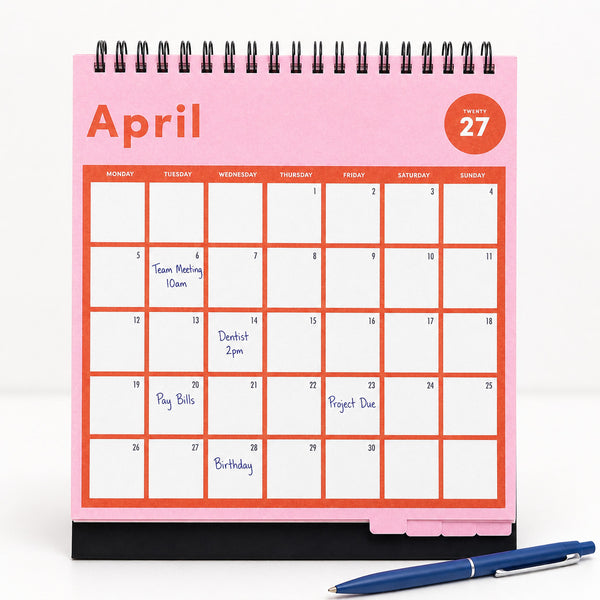 2027 Desk Calendar Month to View Monthly Planner Stand Up with Tabs Office Home
