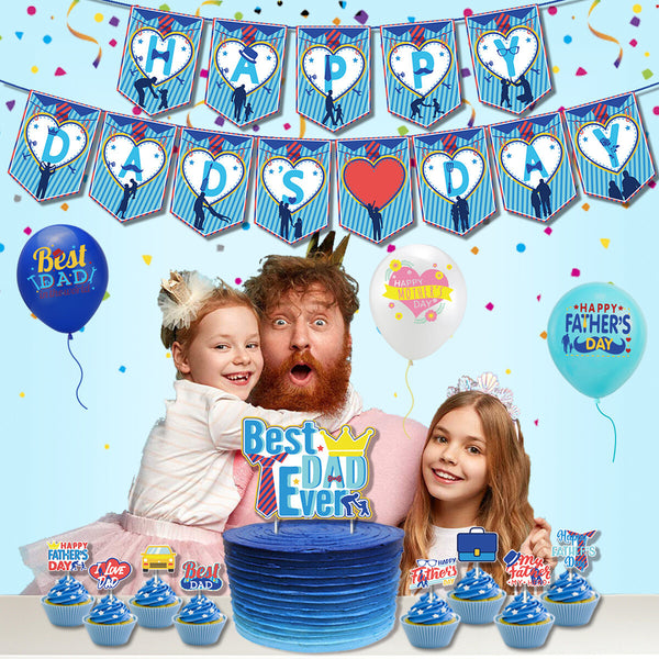 Complete Father's Day party decoration kit for a family lunch at home