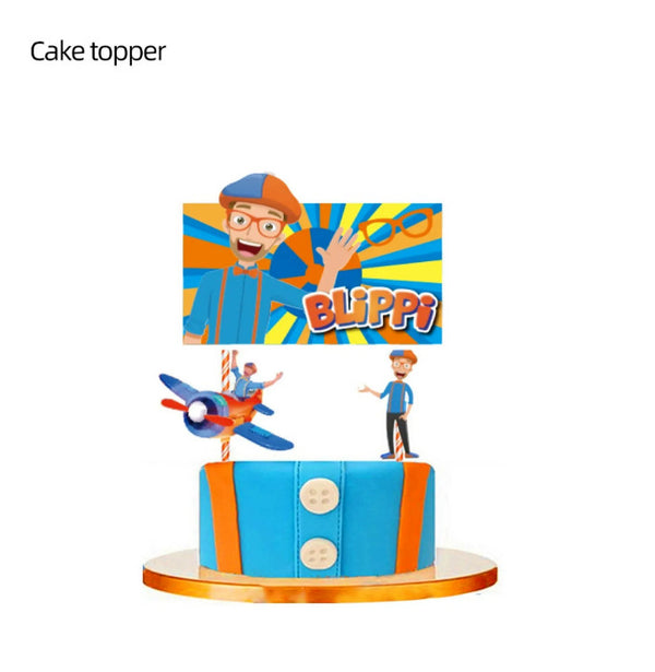 Blippi Party Supplies Tableware Kids Birthday Banner Topper Balloon Plate Bag