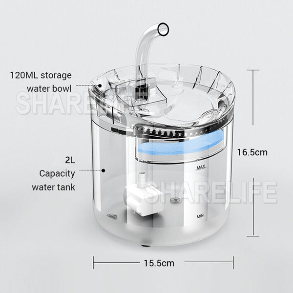 Electric Pet Water Fountain Automatic Sensor Dog Cat Drinking Dispenser +Filter