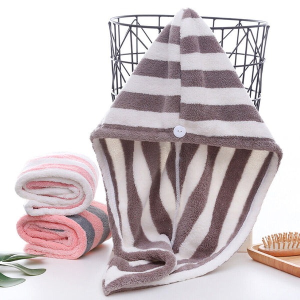Fast Dry Microfibre Hair Towel Drying Turban Bath Head Wrap Hat Spa Cap AU Stock