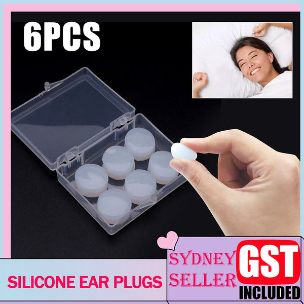 6x Reusable Silicone Ear Plugs for Swim Sleep Work Study Travel Noise Reduction