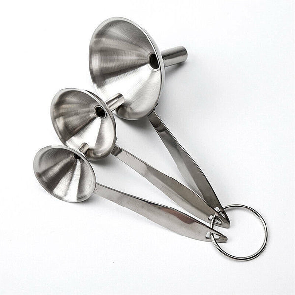 3Pcs Stainless Steel Specialist Funnel Hopper Filter Wide Mouth Canning Kitchen