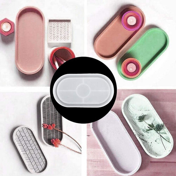 Silicone Oval Coaster Mold Tray Epoxy Resin Ashtray DIY Craft Jewelry Tray Mold