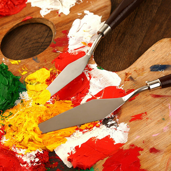 5Pcs Paint Spatula Set Stainless Steel Artist Palette Knife Oil Painting Scraper