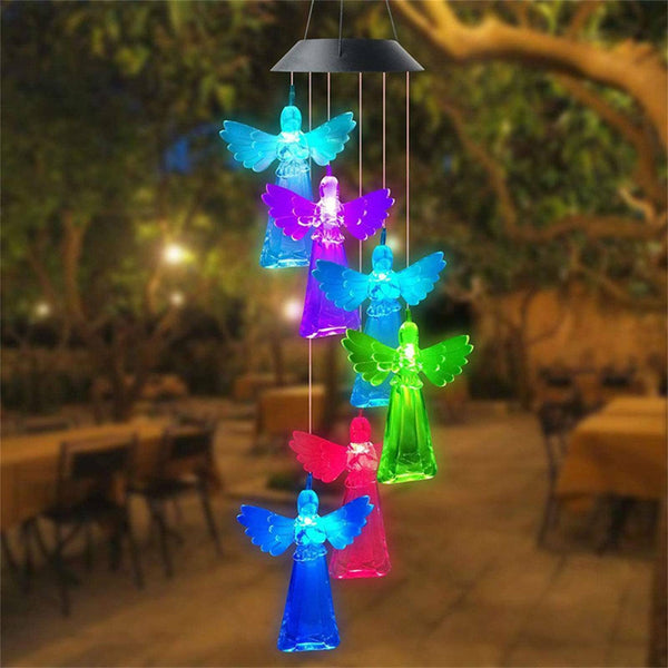 Colour Changing Wind Chimes LED Light Hanging Decor Outdoor Solar Powered Garden