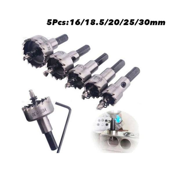 5PCS HSS Hole Saw Drill Bit Set – Multi-Size Hole Cutter Kit