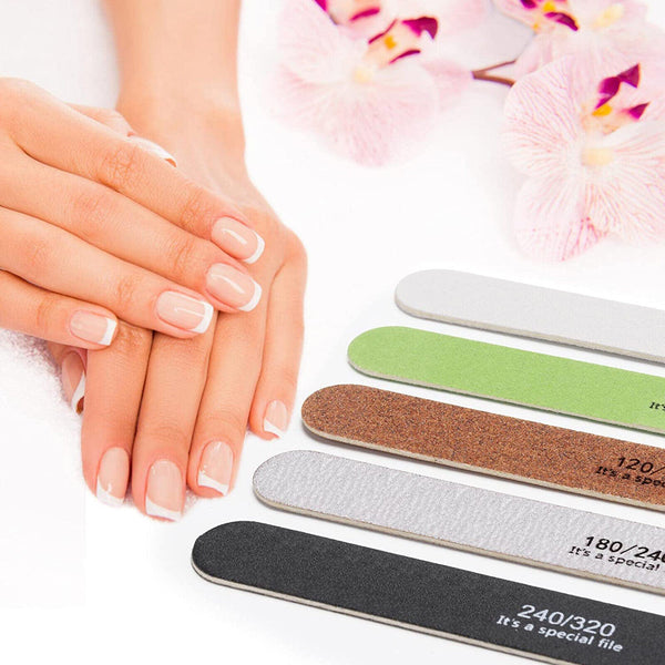5-50X Double Sided 100/120/180/240 Grit Nail Files Emery Boards Nail Salon Tool