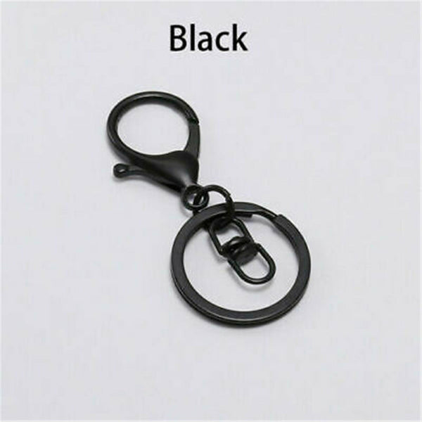 30x Lobster Clasps Keyrings Metal Black Swivel Ssplit Key Chain Keyring 70mm NEW