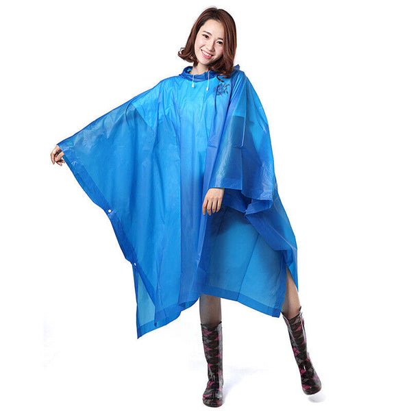 Plus Unisex Men Waterproof Raincoat Hooded Poncho Cape Outdoor Rain Cloak Jacket