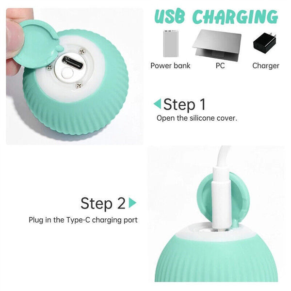 Automatic Rolling Ball Smart Electric Self-moving Pet Cat Dog Interactive Toy AU