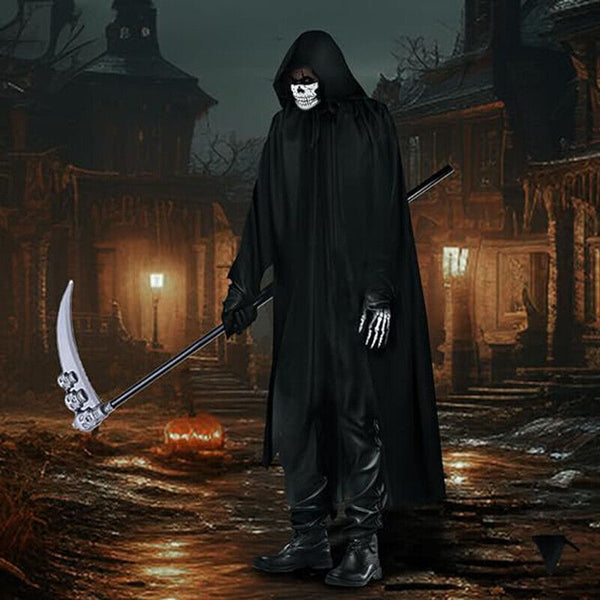 Halloween Grim Reaper Costume Scary Ghost Costumes with/Glowing Eyes- Adult Kids