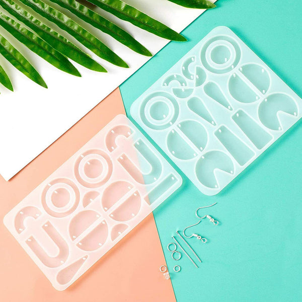 2PCS Silicone Earring Pendant Molds Resin Casting Jewelry DIY Epoxy Making Molds