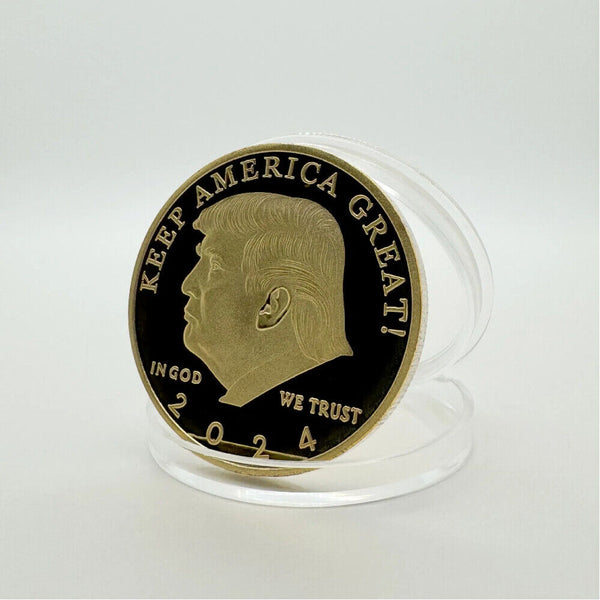 Assassination Attempt Trump Coins 2024 FIGHT Collectibles Gold Plated Medal