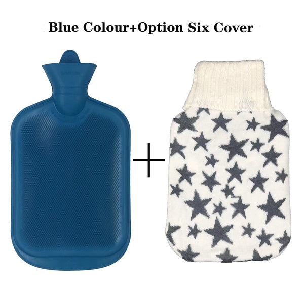 2L Hot Water Bottle Winter Warm Natural Rubber Bag Relaxing Warmer and COVER