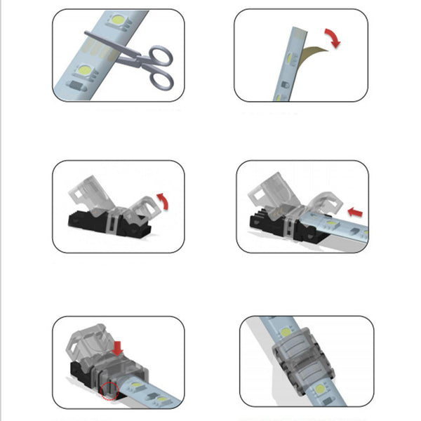 10MM LED STRIP LIGHT SOLDERLESS RGB SNAP CONNECTOR 4 PIN WIRE WATERPROOF