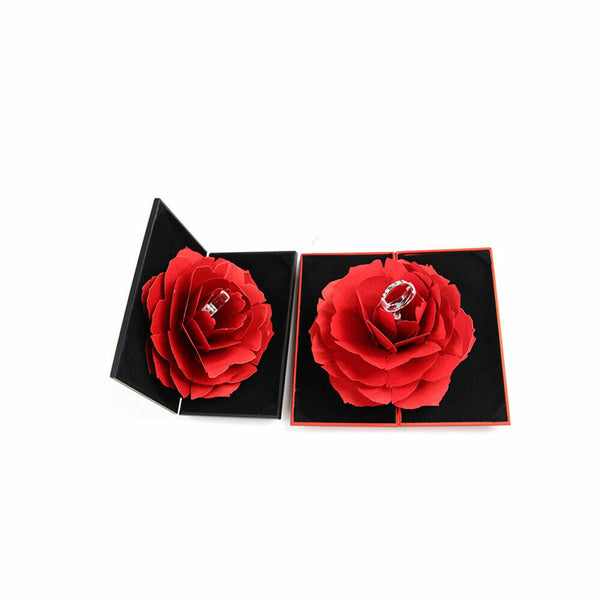 Rose Ring Box Wedding Jewelry Storage Shape Case Engagement Proposal Rhombus