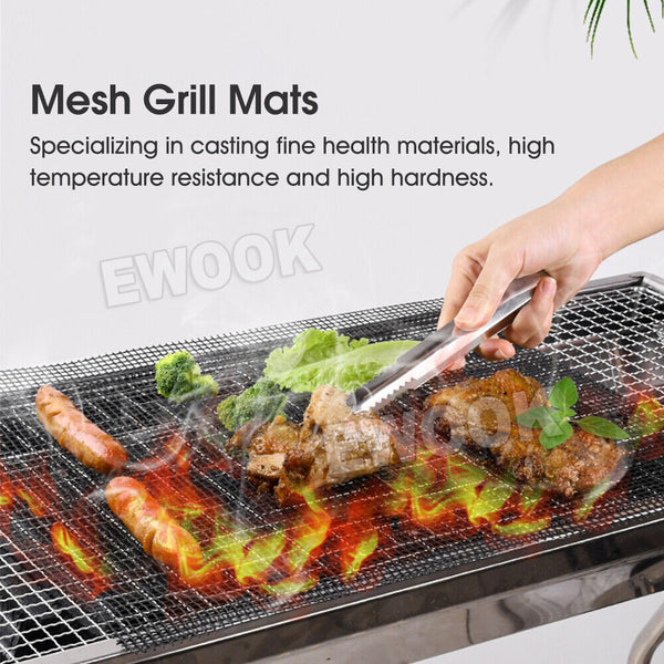 10PCS Charcoal BBQ Grill Mesh Mat Non-Stick Cooking Barbecue Liner Sheet AU