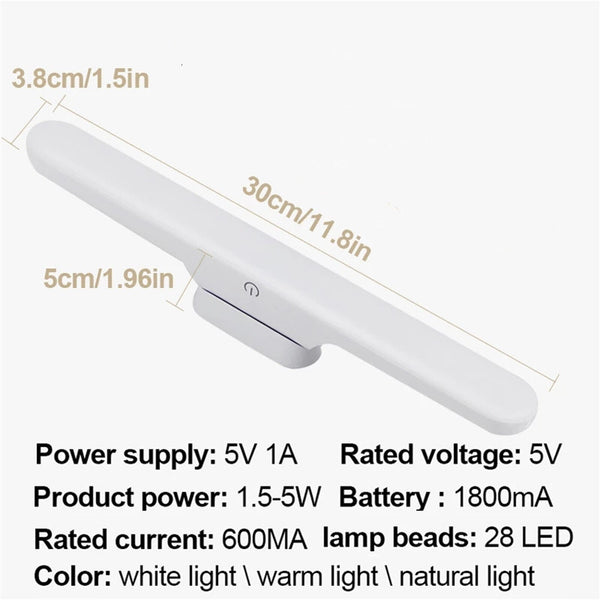 Magnetic Reading Desk Lamp Stepless Dimming Hang Study LED Table Night Light AUS