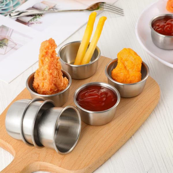 12pcs Stainless Steel Sauce Containers with Silicone Lids | Mini Airtight Food Storage Cups