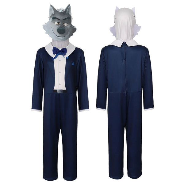 Mr Wolf The Bad Guys jumpsuit costume hanging display