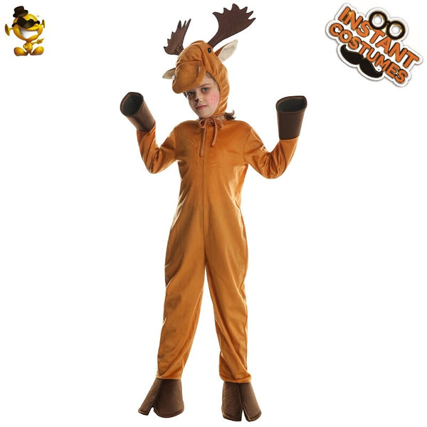 Kids Christmas Reindeer Costume Child Halloween Deer Animal Book Week Jumpsuit