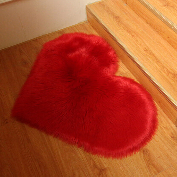 Lovely Bedroom Area Anti-Skid Carpet Rugs Fluffy Heart Floor Mat Rug Shaggy