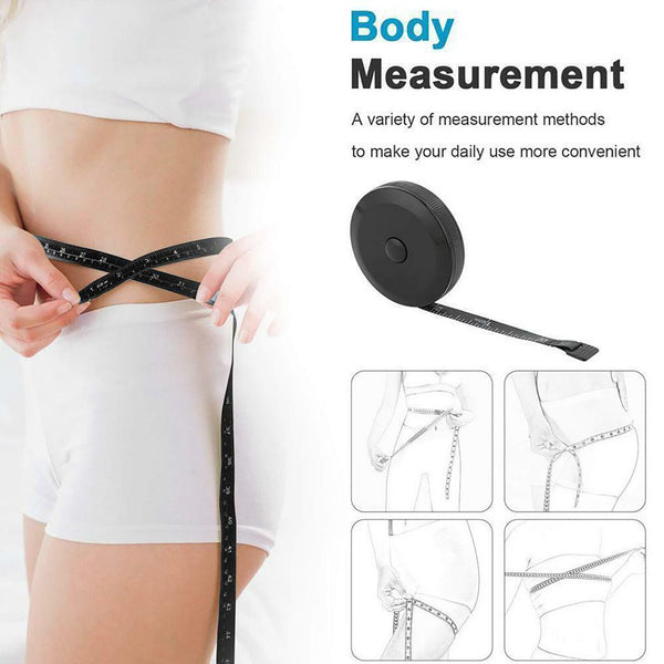 2X Soft Tape Measuring Range & 2X Black 1.5m Body Tailor Tape Ruler  Retractable