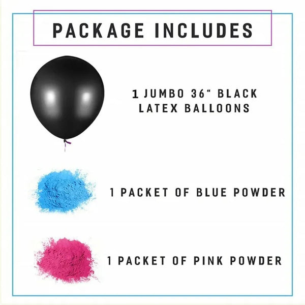5PCS Gender Reveal Jumbo Balloons 90CM Baby Shower Boy Girl Reveal Party Set