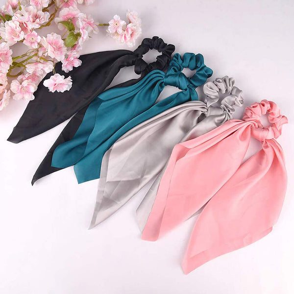 Boho Silk Bowknot Flower Elastic Hair Scarf Scrunchies Women Hair Bands Rope Tie