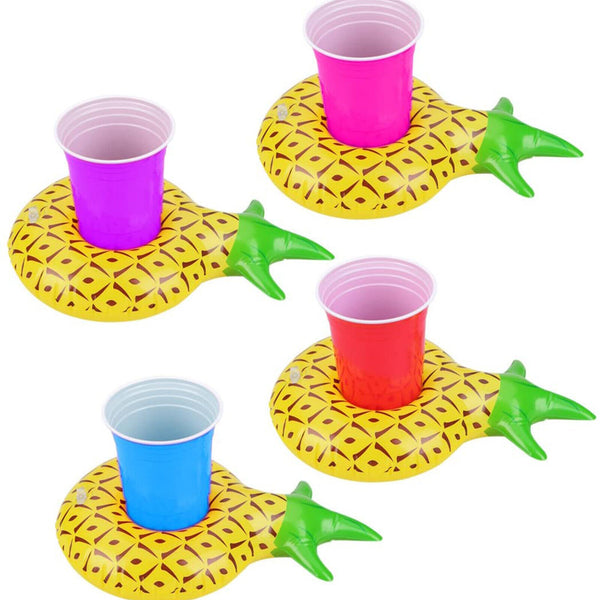 12X Inflatable Floating Drink Cup Can Beer Holder Bath Beach Party