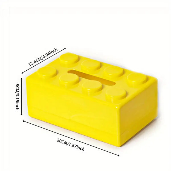 Building Block Tissue Box Cover | Creative Tissue Dispenser Storage Holder for Home Car Desk