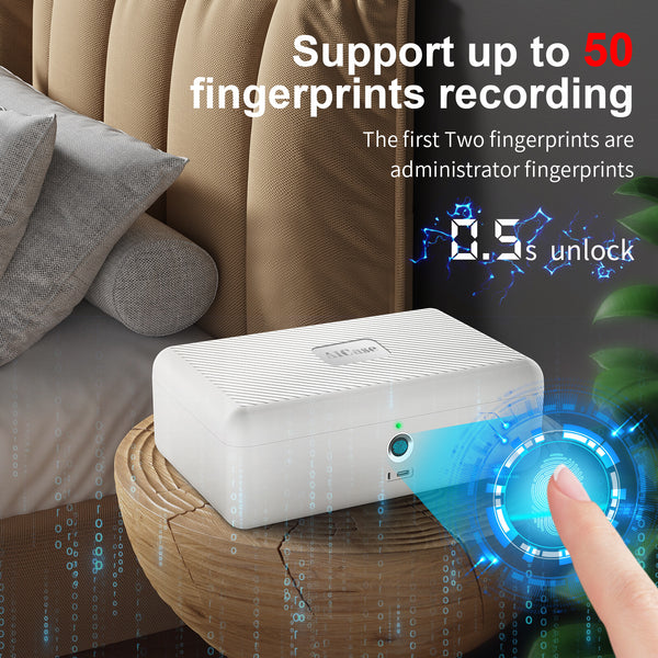 Biometric Fingerprint Storage Box Cash Jewelry Phone Security Lock Safe Portable