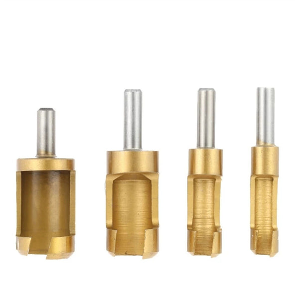 4X/Set Titanium Coated Plug Cutter Hole Wood Timber Shank Drill Bit Tools 6-16mm