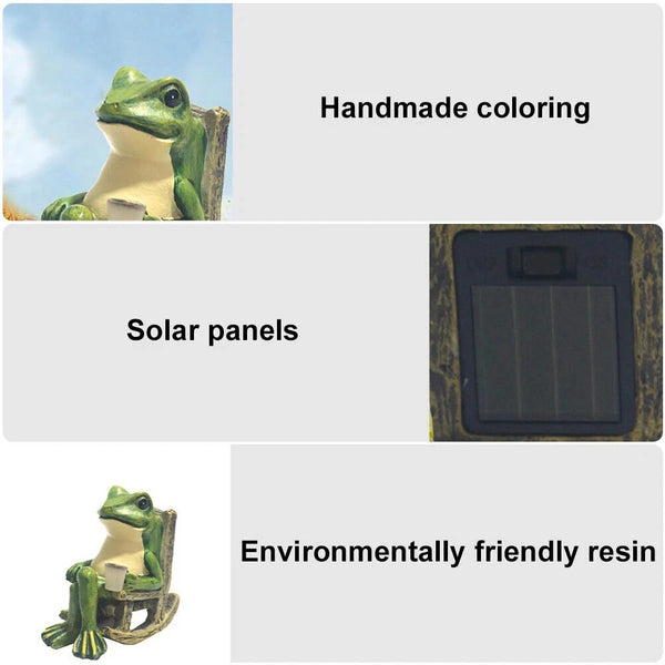 2pcs Solar Frog Garden Statue LED Light | Outdoor Lawn Patio Yard Decor Ornament