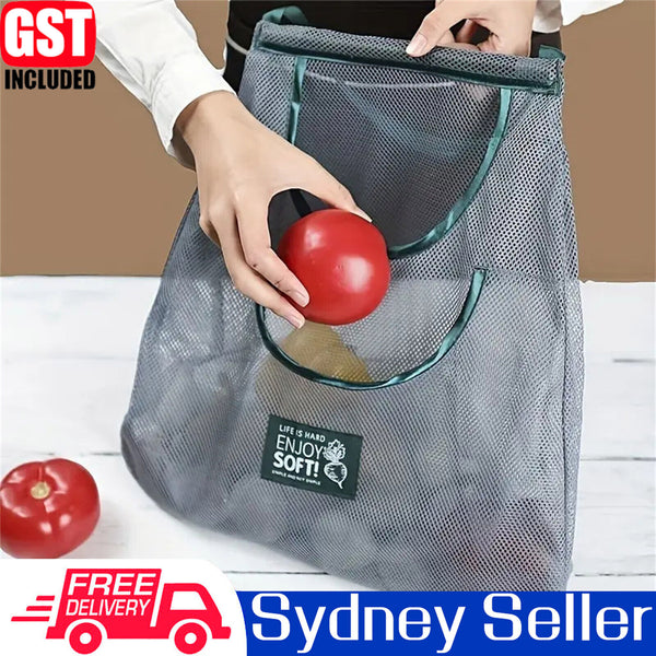 Kichen Hanging Mesh Storage Bags Wall Mount Fruit Vegetable Holder