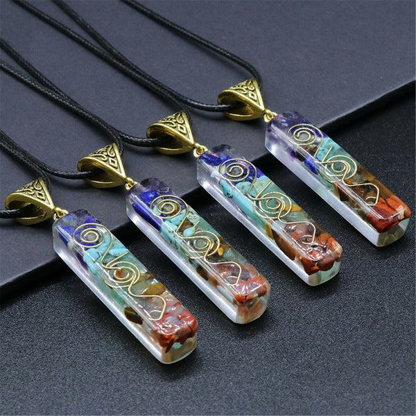 2pcs 7 Stone Necklace Chakra Natural Stone Necklace Yoga Pendant Unisex Pendant
