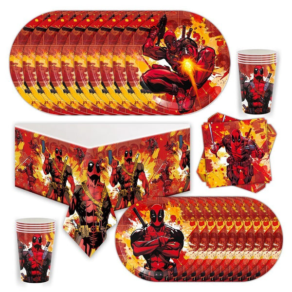 Deadpool Tableware Party Supplies Birthday Banner Topper Balloon Plate