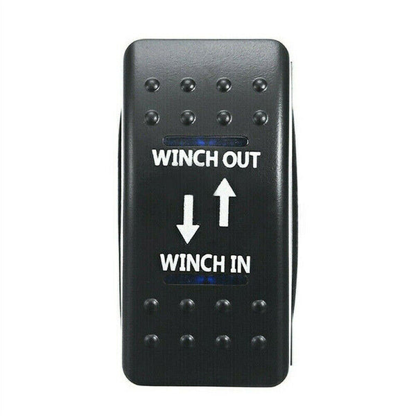 Rocker Switch WINCH IN OUT - Blue - LED 4x4 Boat Caravan Marine 12v 4wd Trailer