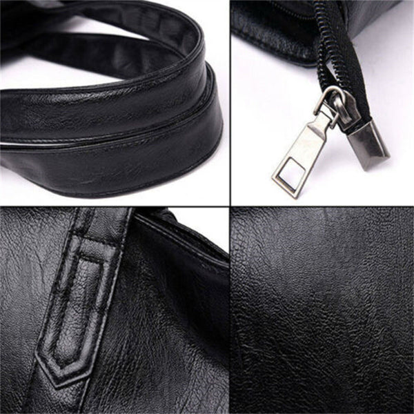 2X Women PU Leather Handbag Large Capacity Durable Shoulder Tote Bag Side Pocket
