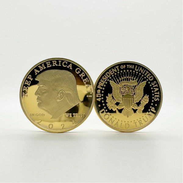 Assassination Attempt Trump Coins 2024 FIGHT Collectibles Gold Plated Medal