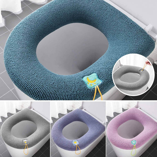 2PCS Soft Toilet Seat Cover Washable Bathroom Warmer Cushion Pad