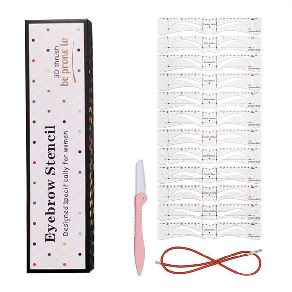 14Pcs Eyebrow Shaping Stencils Grooming Shaper Template Reusable Makeup Tool Kit