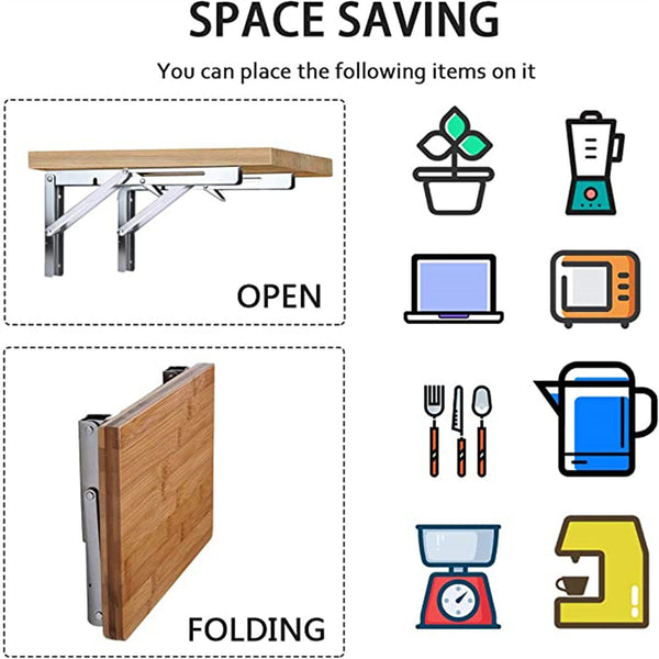 2PCS Stainless Steel Folding Table Bracket Shelf Bench Load Heavy Duty