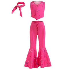 Barbie Cowgirl Costume Kids Girls Pink Movie Outfit Top Pants Hat Book Week