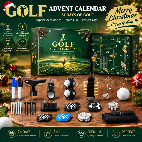 Golf advent calendar 24 days of golf with Merry Christmas Happy Golfing box and accessories